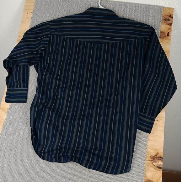 Ely Cattleman Western Shirt Mens 4XB Blue Striped Pearl Snap Cowboy Workwear - Picture 7 of 12